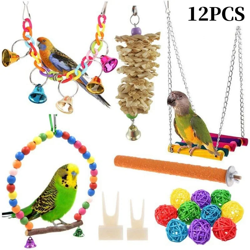 13pcs Bird Toys Chewable Parrot Bird