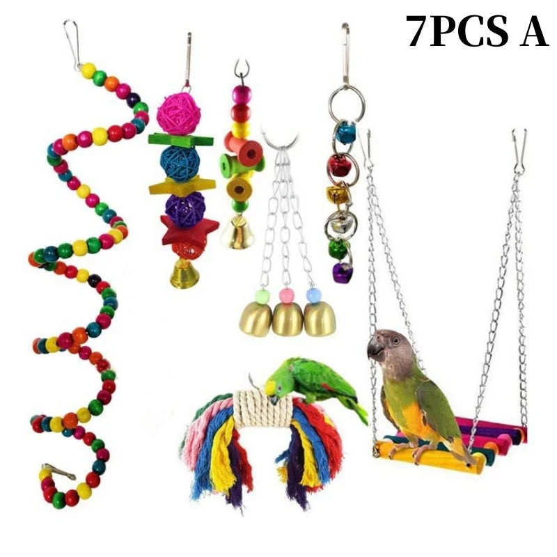 13pcs Bird Toys Chewable Parrot Bird