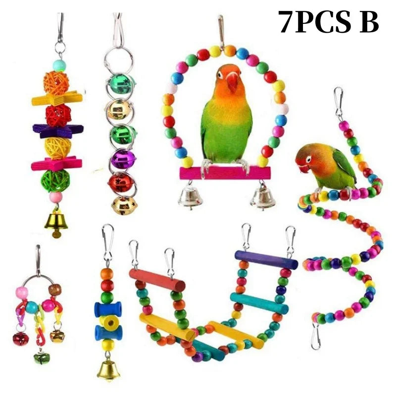 13pcs Bird Toys Chewable Parrot Bird