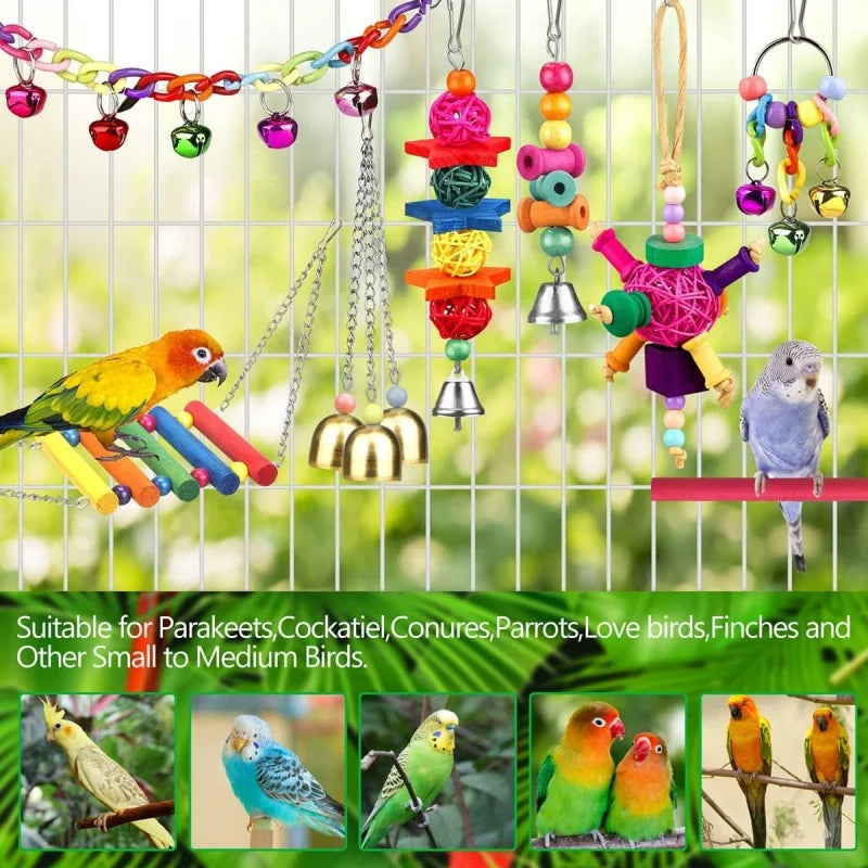 13pcs Bird Toys Chewable Parrot Bird