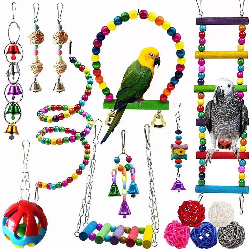 13pcs Bird Toys Chewable Parrot Bird