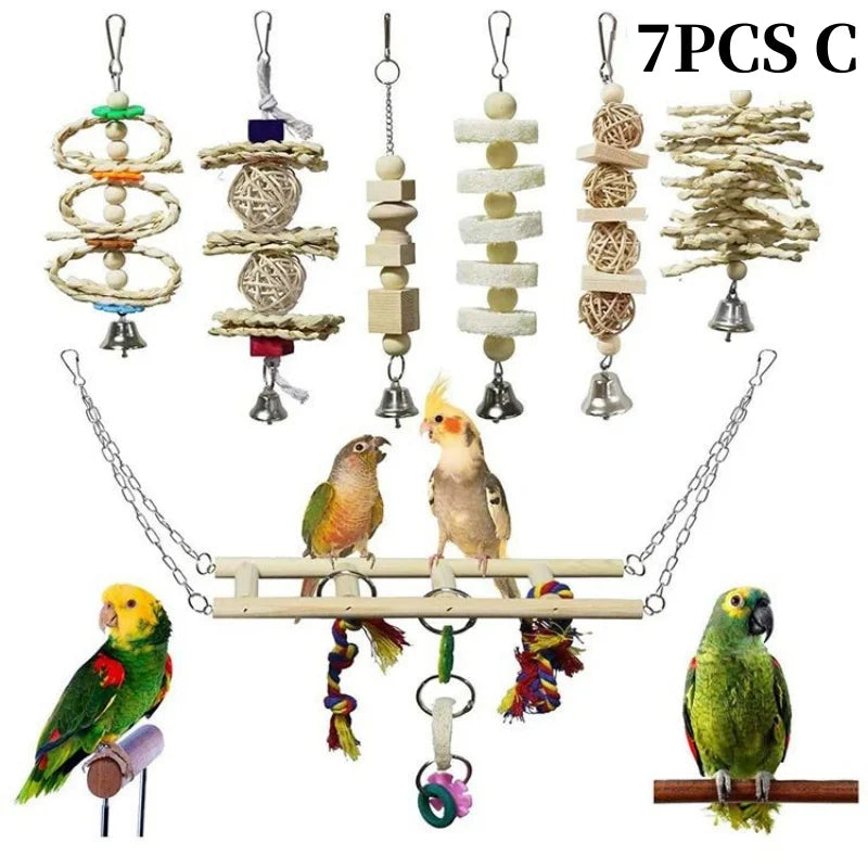 13pcs Bird Toys Chewable Parrot Bird