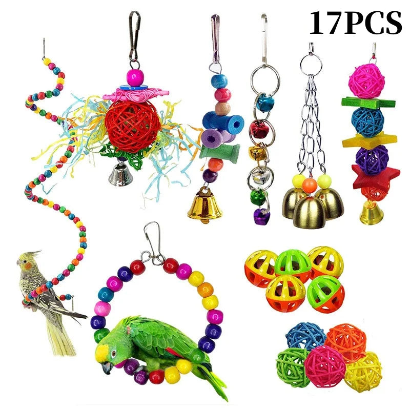 13pcs Bird Toys Chewable Parrot Bird