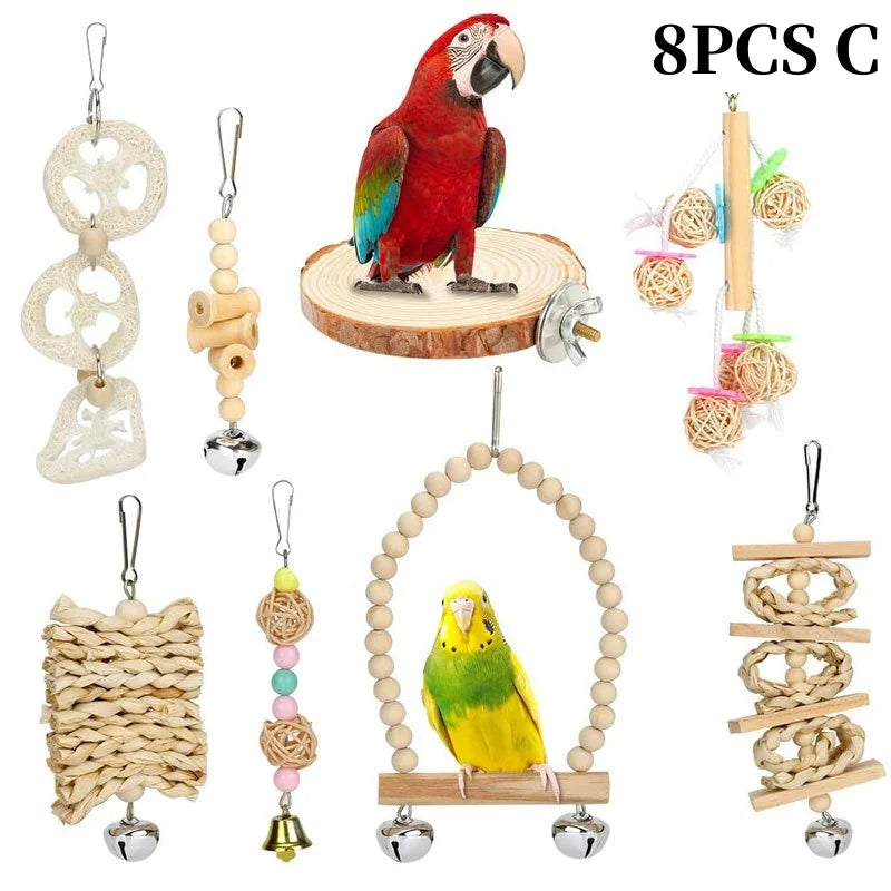 13pcs Bird Toys Chewable Parrot Bird