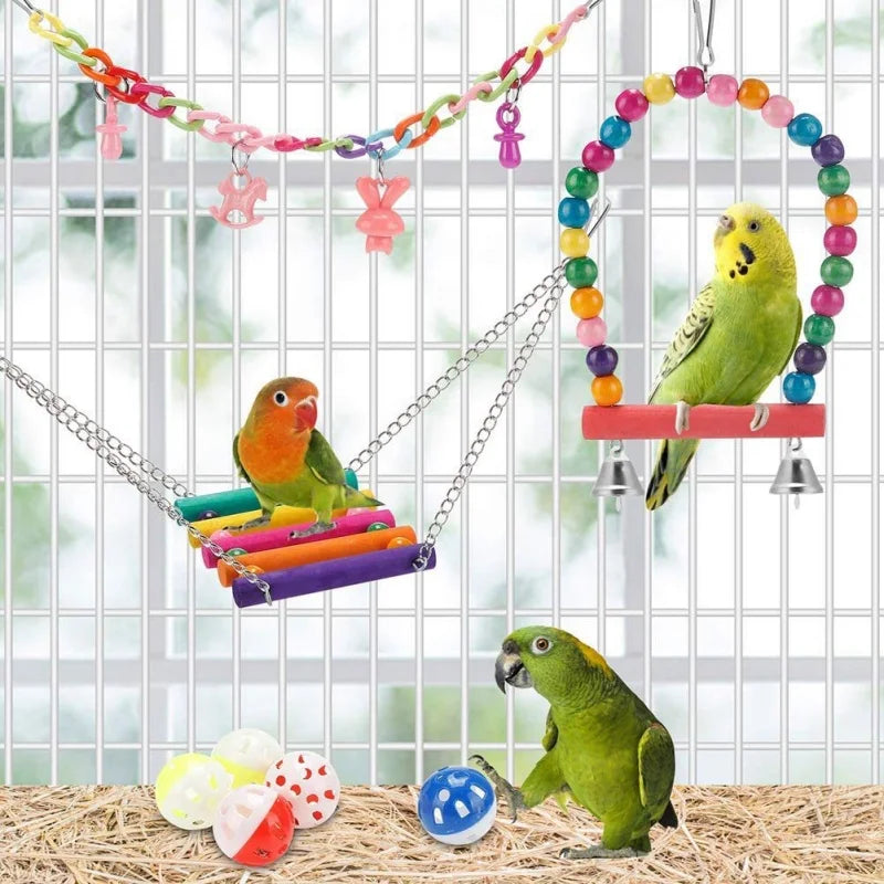 13pcs Bird Toys Chewable Parrot Bird