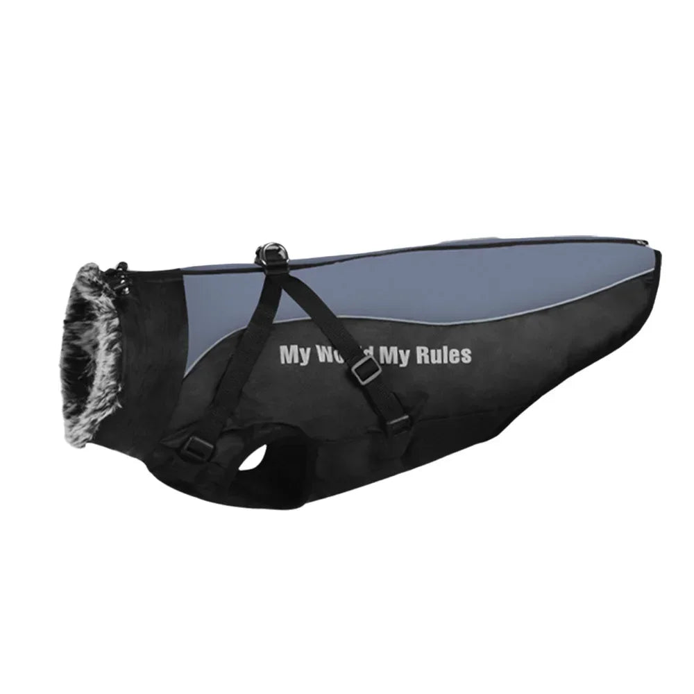 Waterproof Winter Vest for Large Dogs - Fur Collar