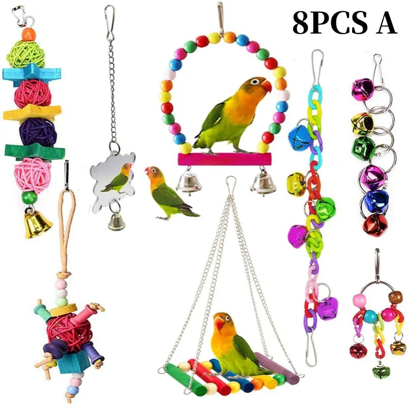 13pcs Bird Toys Chewable Parrot Bird