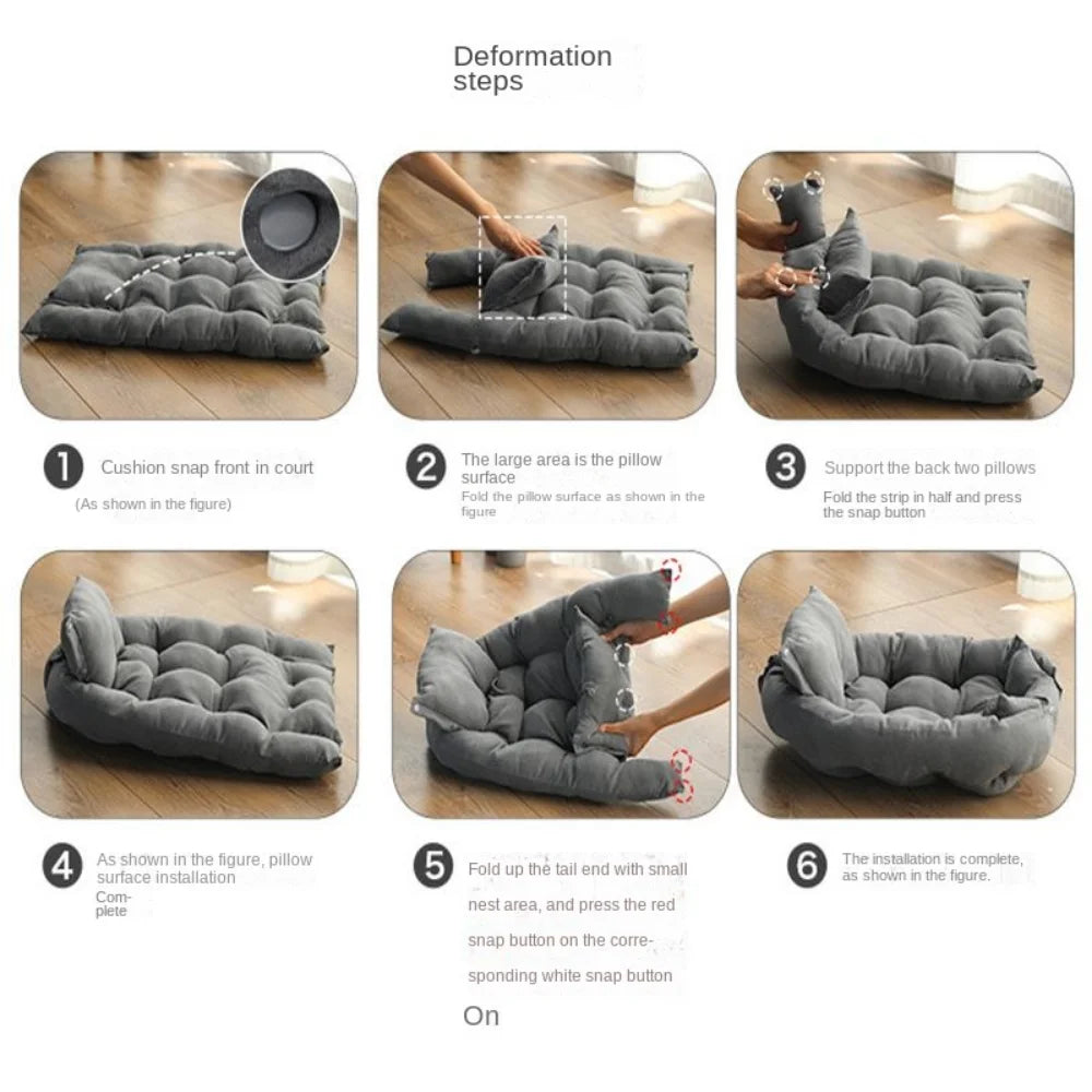 3-in-1 Convertible Dog Bed - Breathable Cotton