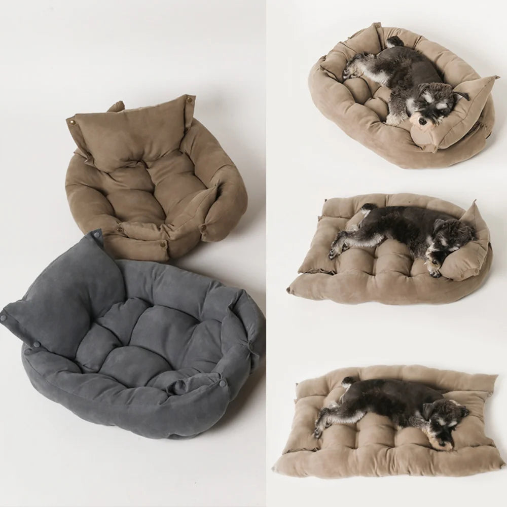 3-in-1 Convertible Dog Bed - Breathable Cotton