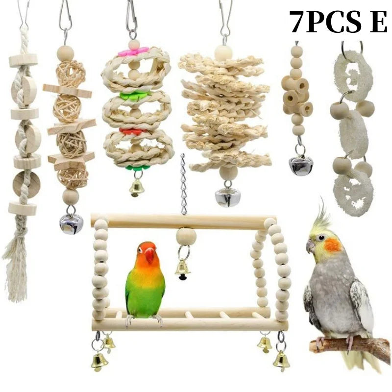 13pcs Bird Toys Chewable Parrot Bird