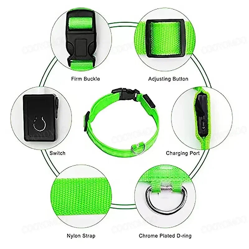 USB Charging Glowing Collar With Pendant