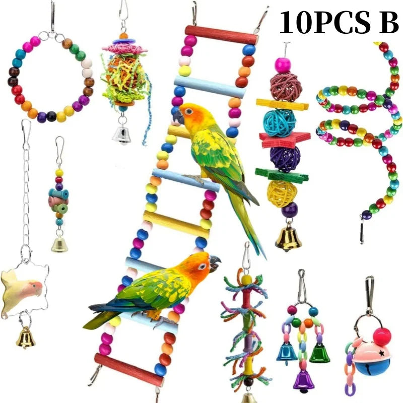 13pcs Bird Toys Chewable Parrot Bird