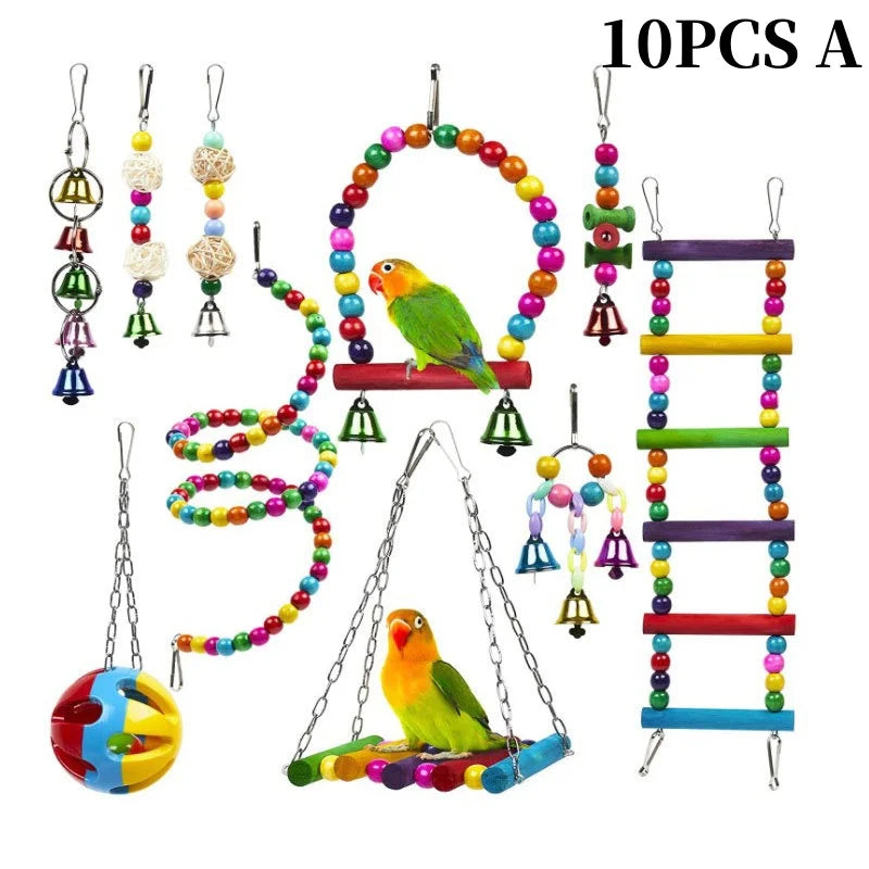 13pcs Bird Toys Chewable Parrot Bird
